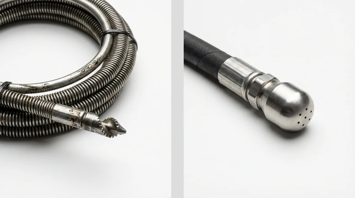 Drain snake cable and hydro jetting nozzle used for drain cleaning in Beaver, PA