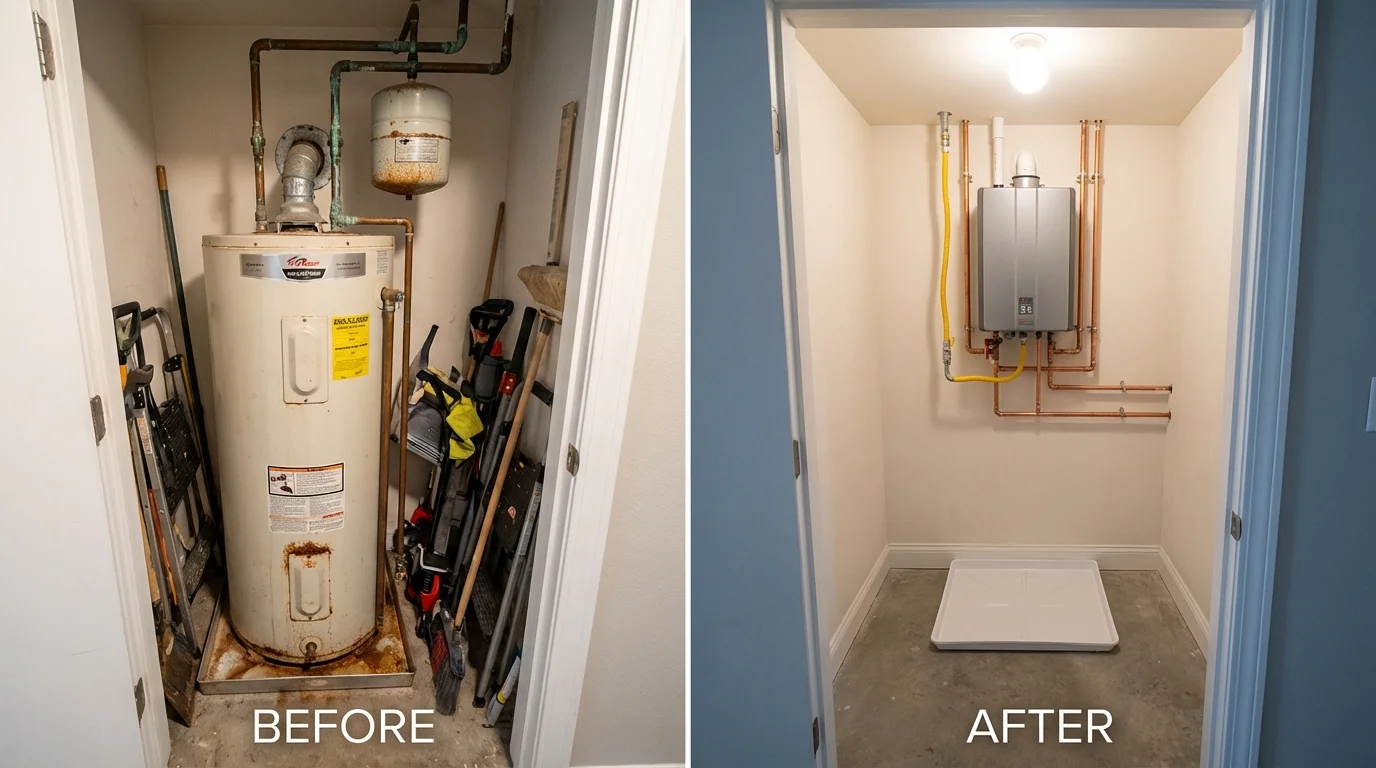 Tank water heater versus wall-mounted tankless unit comparison for Beaver, PA homeowners